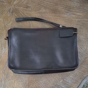 Coach Black Leather Clutch Wristlet